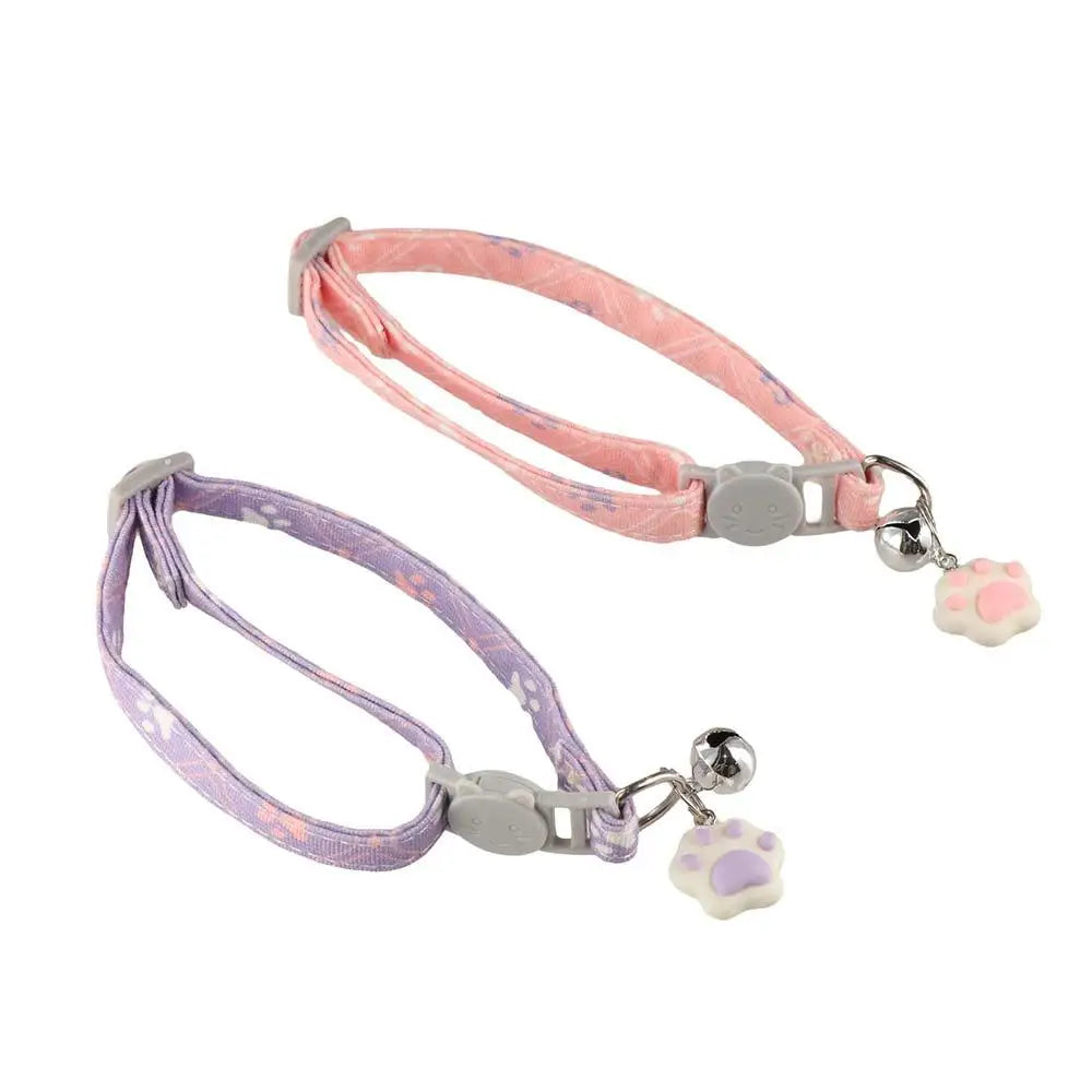 Pet Accessory Adjustable Cat Collar Exquisite Safety Buckle Fashionable Neck Straps Durable Cartoon Cat Pendant Necklace Puppy